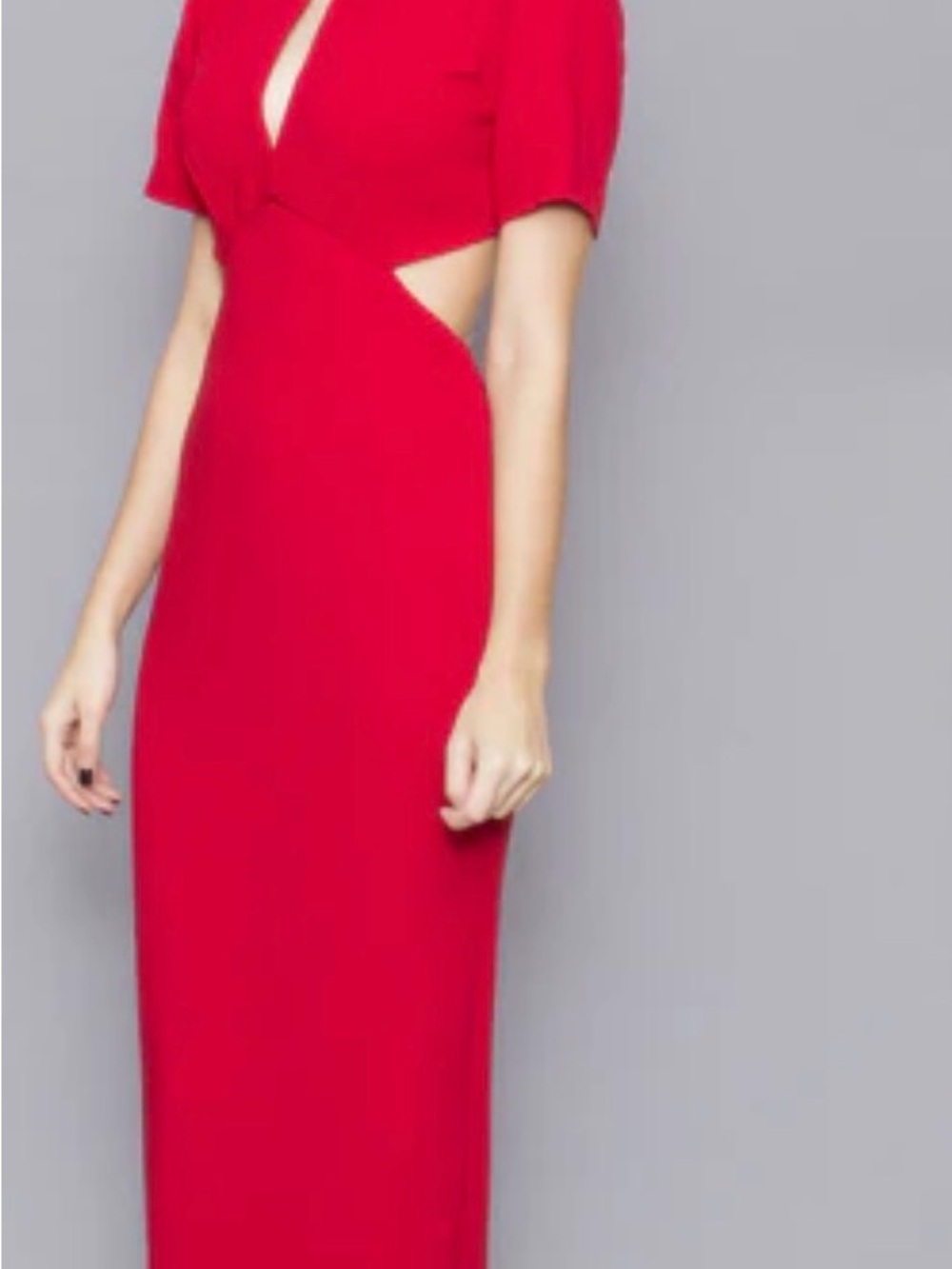 Red Cutout Maxi Dress - Women's Elegant Evening Dress
